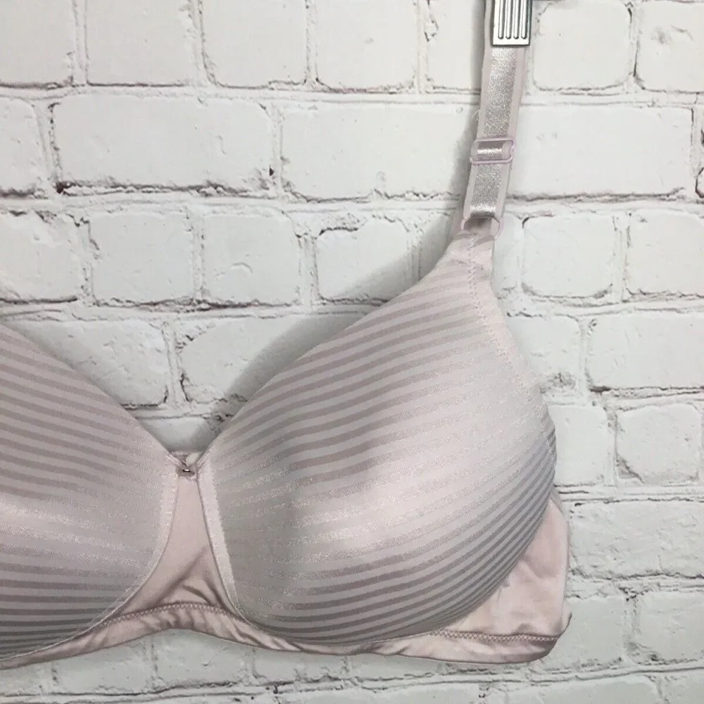 Warner's Women's Pink/Cream Full Coverage‎ Wireless Bra Size 38D